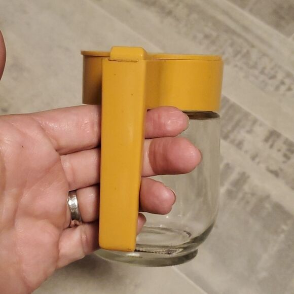 Vintage Glass Retro Mustard Lid Dispenser - Picture 3 of 8